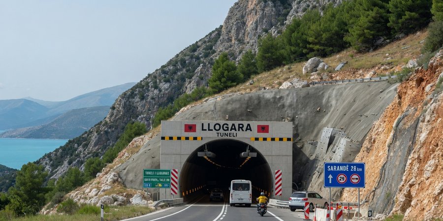 Llogara Tunnel south portal on the SH8 between Vlorë and Saranda