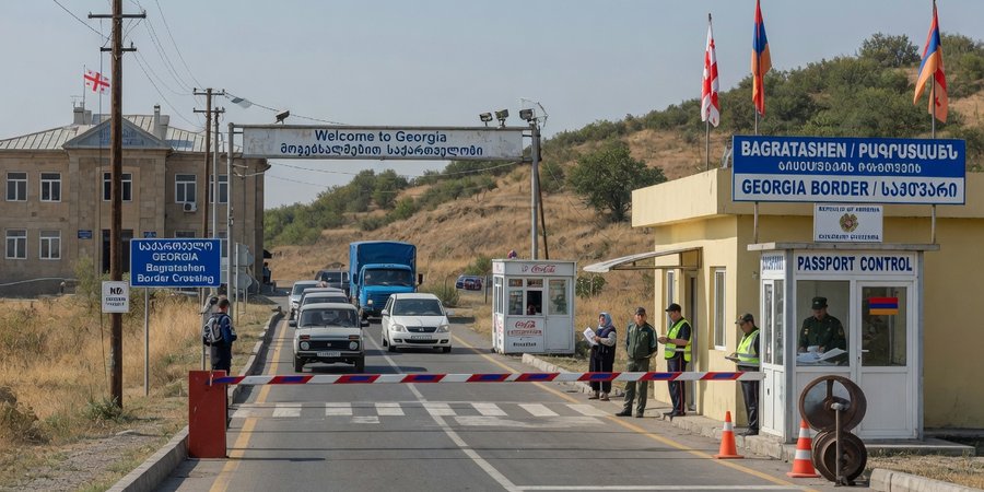 Posto fronteiriço de Bagratashen entre a Arménia e a Geórgia