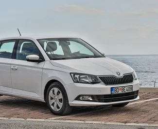 Front view of a rental Skoda Fabia in Budva, Montenegro ✓ Car #1034. ✓ Automatic TM ✓ 26 reviews.