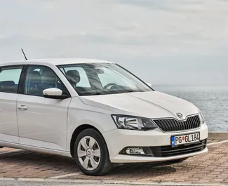 Front view of a rental Skoda Fabia in Budva, Montenegro ✓ Car #2006. ✓ Automatic TM ✓ 18 reviews.