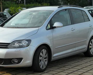 Front view of a rental Volkswagen Golf Plus at Burgas Airport, Bulgaria ✓ Car #3162. ✓ Automatic TM ✓ 0 reviews.