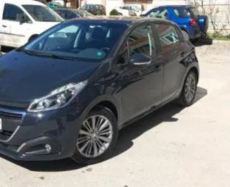 Front view of a rental Peugeot 208 at Burgas Airport, Bulgaria ✓ Car #3323. ✓ Manual TM ✓ 2 reviews.