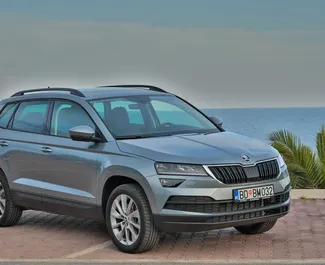 Front view of a rental Skoda Karoq in Budva, Montenegro ✓ Car #4216. ✓ Automatic TM ✓ 1 reviews.
