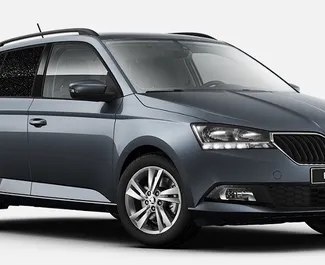 Front view of a rental Skoda Fabia Combi at Burgas Airport, Bulgaria ✓ Car #3631. ✓ Automatic TM ✓ 0 reviews.