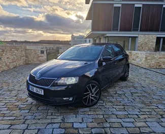 Front view of a rental Skoda Rapid Spaceback in Prague, Czechia ✓ Car #3212. ✓ Automatic TM ✓ 1 reviews.