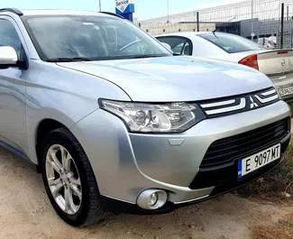 Front view of a rental Mitsubishi Outlander at Burgas Airport, Bulgaria ✓ Car #9655. ✓ Automatic TM ✓ 0 reviews.