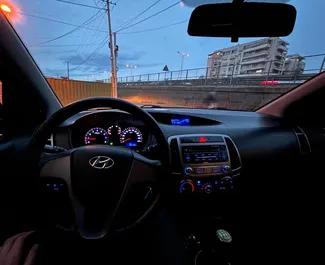 Interior of Hyundai i20 for hire in Albania. A Great 5-seater car with a Manual transmission.