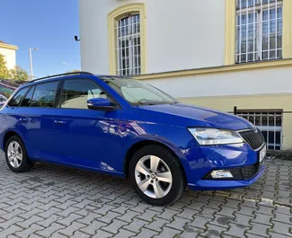 Front view of a rental Skoda Fabia Combi in Prague, Czechia ✓ Car #387. ✓ Manual TM ✓ 0 reviews.