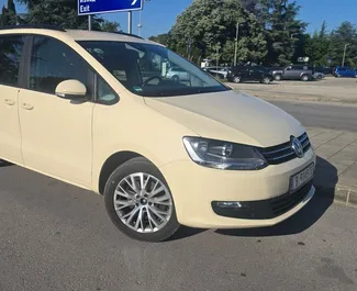 Interior of Volkswagen Sharan for hire in Bulgaria. A Great 7-seater car with a Automatic transmission.