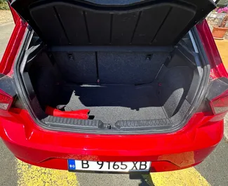 Interior of SEAT Ibiza for hire in Bulgaria. A Great 5-seater car with a Automatic transmission.