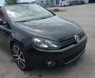 Front view of a rental Volkswagen Golf Cabrio at Burgas Airport, Bulgaria ✓ Car #14974. ✓ Automatic TM ✓ 0 reviews.