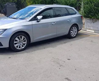Front view of a rental SEAT Leon ST at Burgas Airport, Bulgaria ✓ Car #15216. ✓ Automatic TM ✓ 0 reviews.
